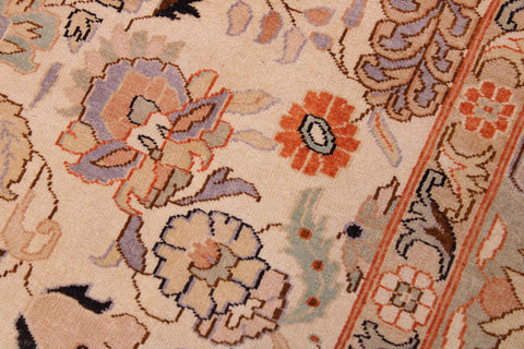 handmade Traditional Lahore Ivory Lt. Green Hand Knotted RECTANGLE 100% WOOL area rug 9' x 12'