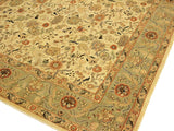 handmade Traditional Lahore Ivory Lt. Green Hand Knotted RECTANGLE 100% WOOL area rug 9x12