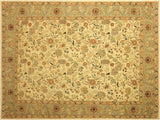 handmade Traditional Lahore Ivory Lt. Green Hand Knotted RECTANGLE 100% WOOL area rug 9x12