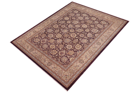 handmade Traditional Design Aubergine Beige Hand Knotted RECTANGLE 100% WOOL area rug 9' x 12'
