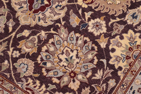 handmade Traditional Design Aubergine Beige Hand Knotted RECTANGLE 100% WOOL area rug 9' x 12'