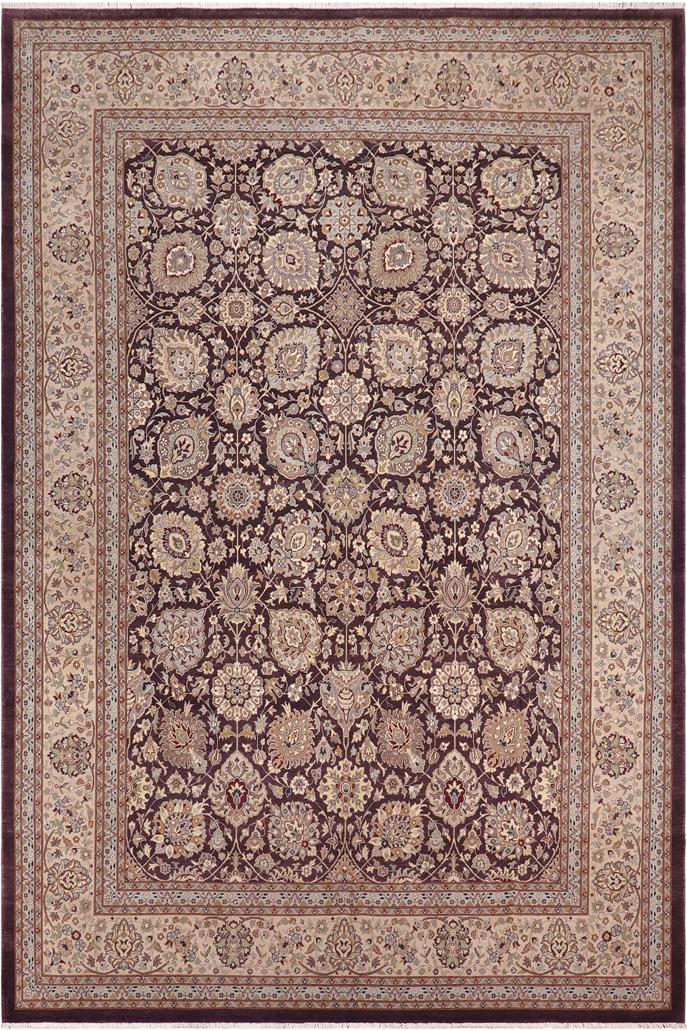 handmade Traditional Design Aubergine Beige Hand Knotted RECTANGLE 100% WOOL area rug 9'X12'