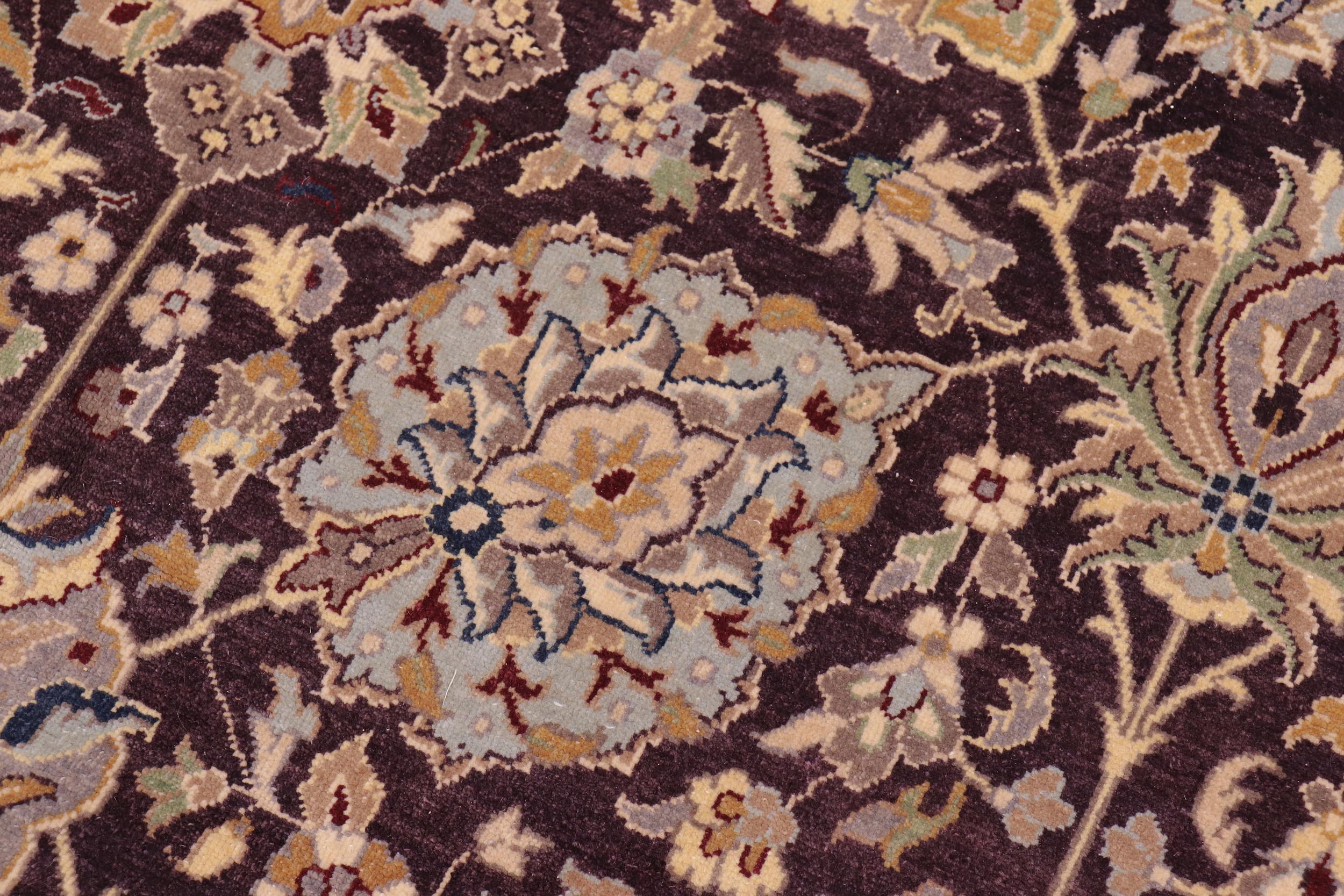 handmade Traditional Design Aubergine Beige Hand Knotted RECTANGLE 100% WOOL area rug 9' x 12'