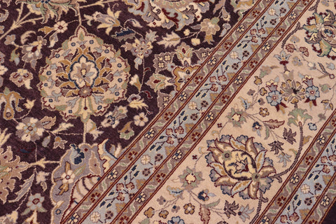 handmade Traditional Design Aubergine Beige Hand Knotted RECTANGLE 100% WOOL area rug 9' x 12'