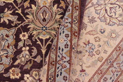 handmade Traditional Design Aubergine Beige Hand Knotted RECTANGLE 100% WOOL area rug 9' x 12'