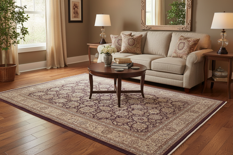 handmade Traditional Design Aubergine Beige Hand Knotted RECTANGLE 100% WOOL area rug 9'X12'