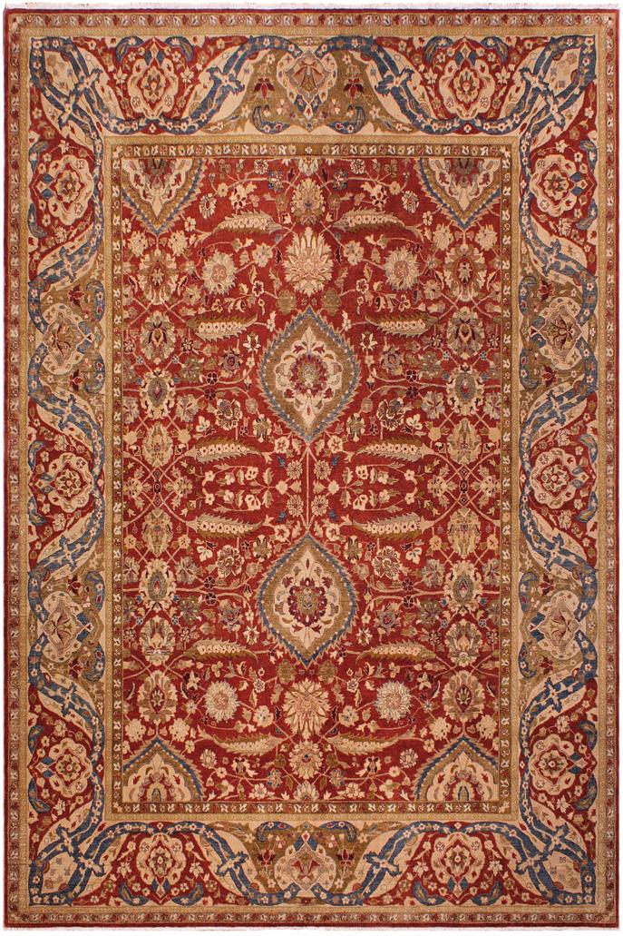 handmade Traditional Lahore Rust Gold Hand Knotted RECTANGLE 100% WOOL area rug 9'X12'
