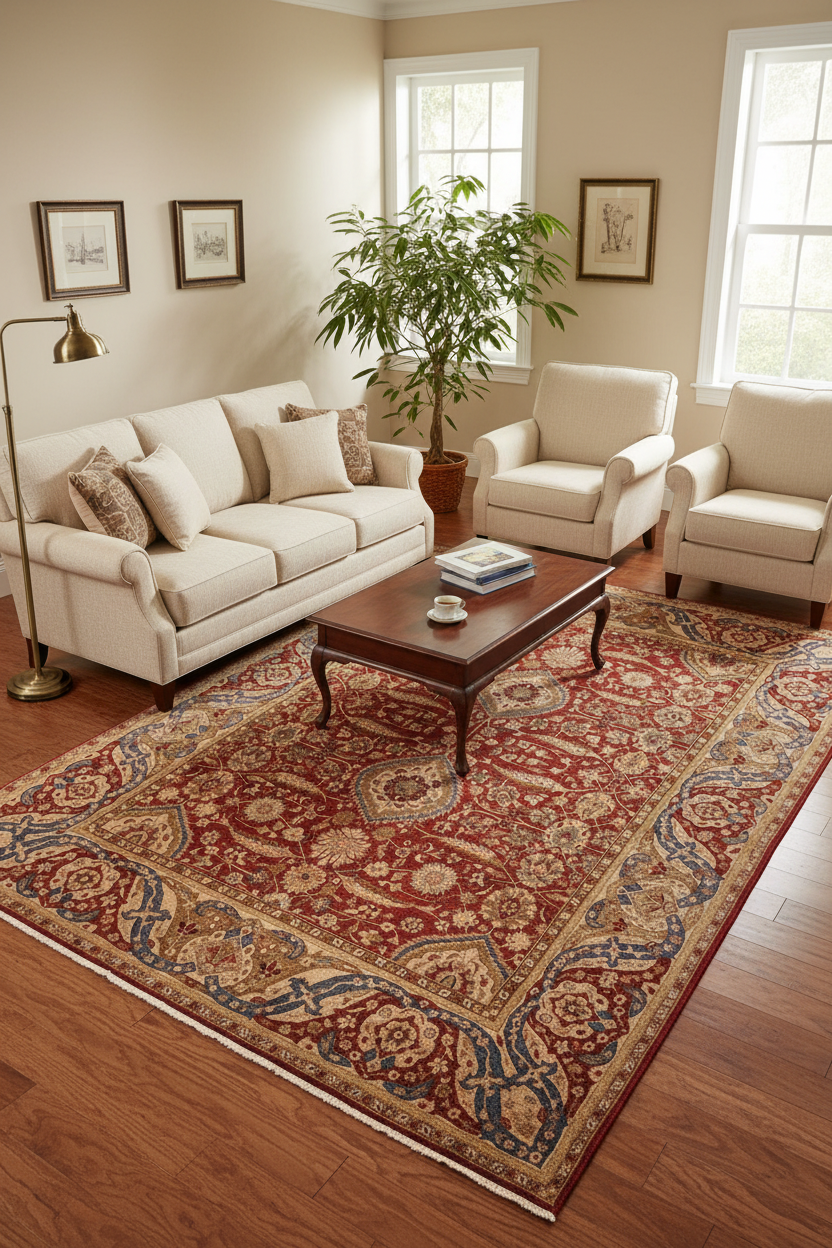 handmade Traditional Lahore Rust Gold Hand Knotted RECTANGLE 100% WOOL area rug 9'X12'