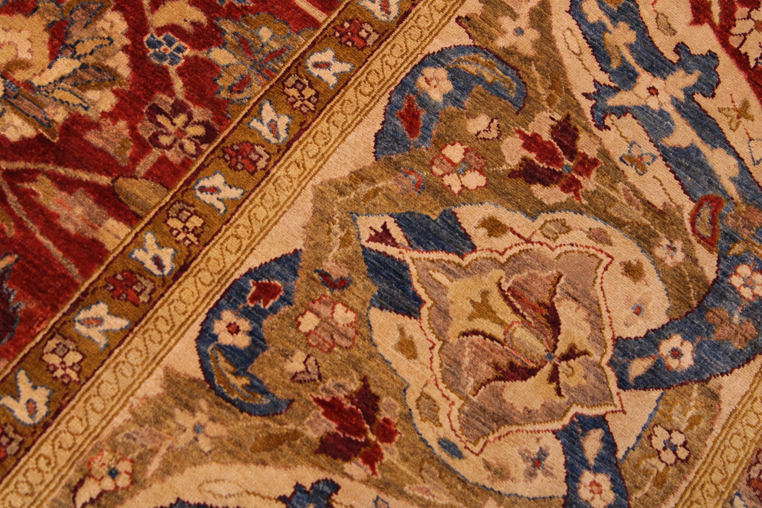 handmade Traditional Lahore Rust Gold Hand Knotted RECTANGLE 100% WOOL area rug 9' x 12'