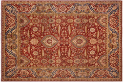 handmade Traditional Lahore Rust Gold Hand Knotted RECTANGLE 100% WOOL area rug 9'X12'