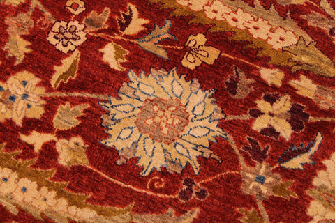 handmade Traditional Lahore Rust Gold Hand Knotted RECTANGLE 100% WOOL area rug 9' x 12'