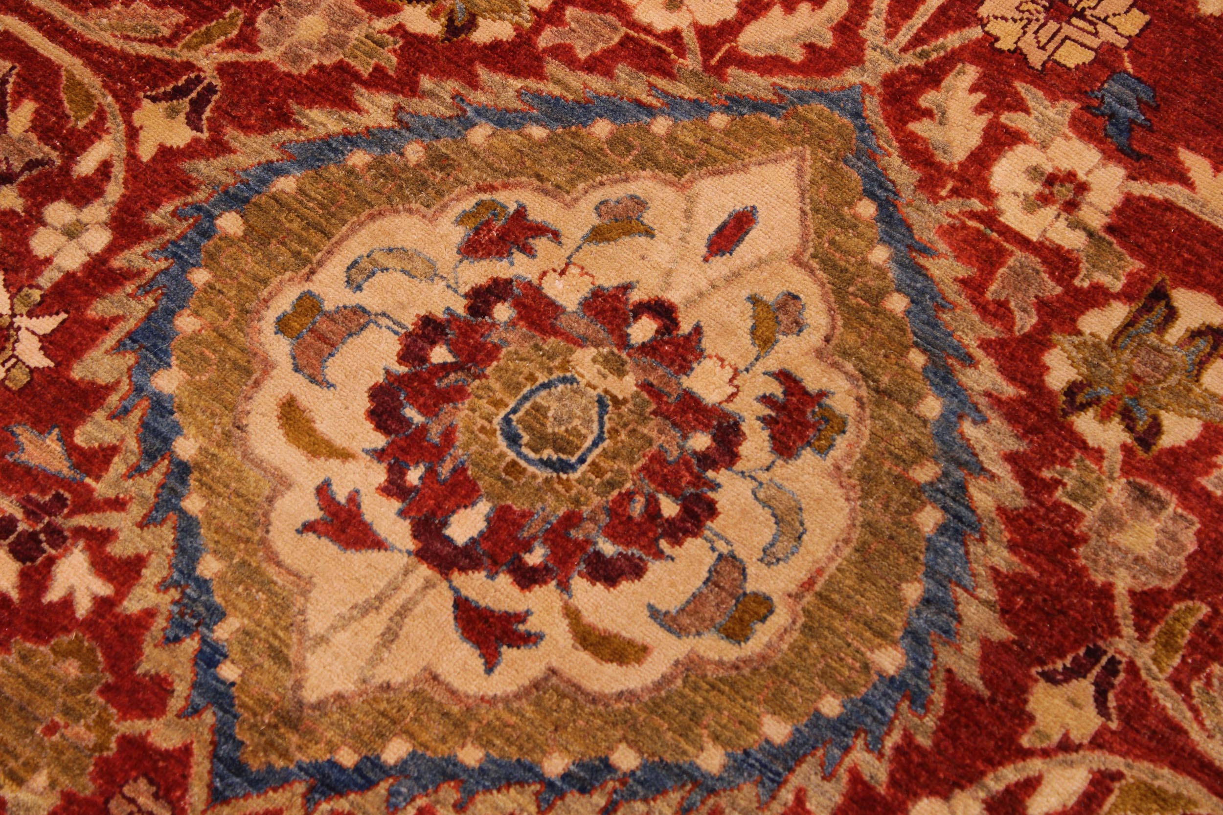 handmade Traditional Lahore Rust Gold Hand Knotted RECTANGLE 100% WOOL area rug 9' x 12'