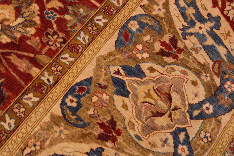 handmade Traditional Lahore Rust Gold Hand Knotted RECTANGLE 100% WOOL area rug 9' x 12'