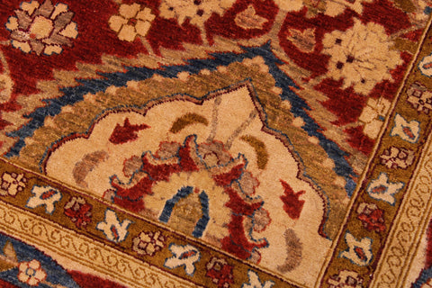 handmade Traditional Lahore Rust Gold Hand Knotted RECTANGLE 100% WOOL area rug 9' x 12'