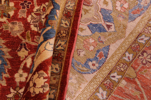 handmade Traditional Lahore Rust Gold Hand Knotted RECTANGLE 100% WOOL area rug 9' x 12'