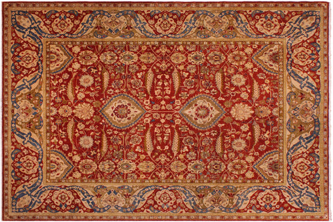 handmade Traditional Lahore Rust Gold Hand Knotted RECTANGLE 100% WOOL area rug 9' x 12'