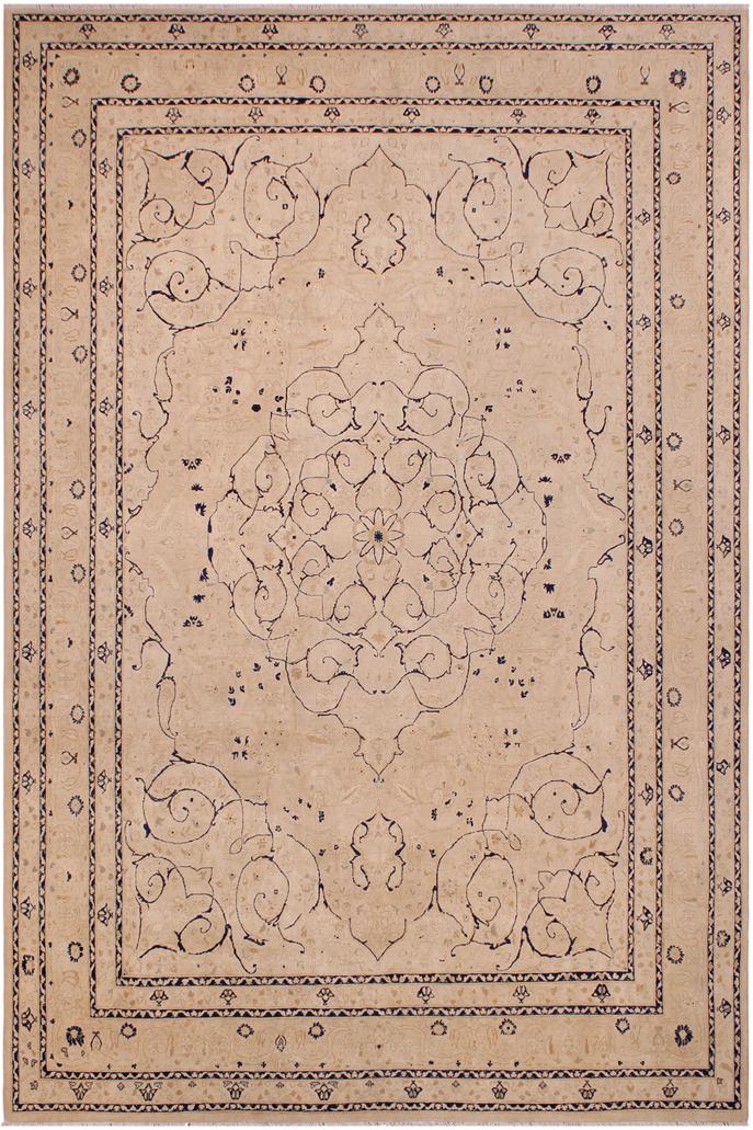 handmade Traditional  Tan Tan Hand Knotted RECTANGLE 100% WOOL area rug 9'X12'