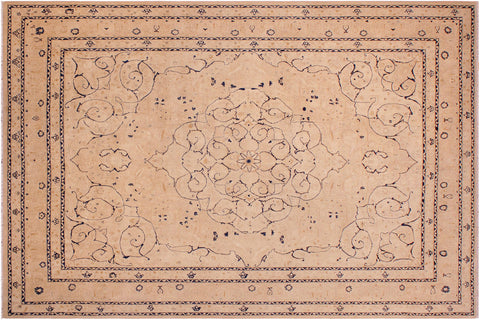 handmade Traditional  Tan Tan Hand Knotted RECTANGLE 100% WOOL area rug 9' x 12'