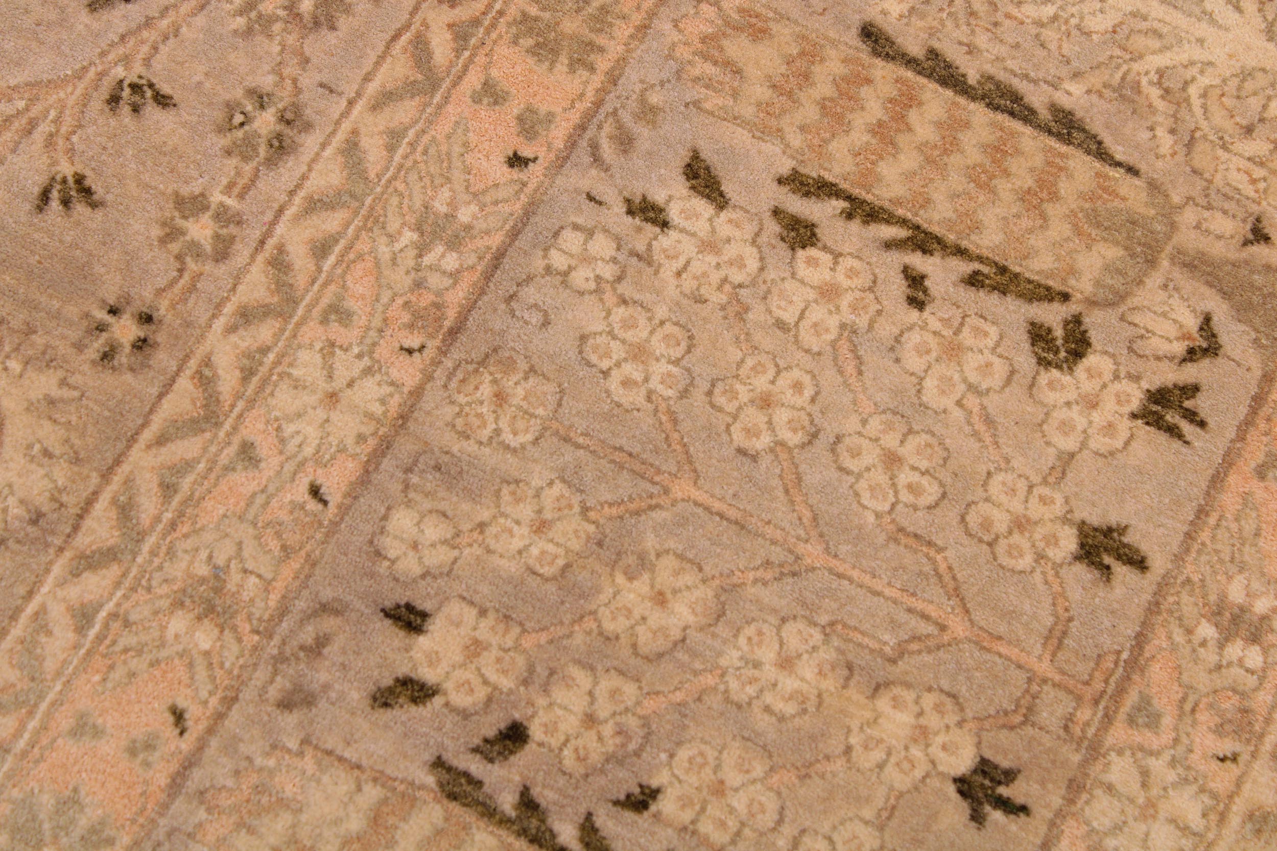 handmade Traditional Tajdar Taupe Green Hand Knotted RECTANGLE 100% WOOL area rug 9 x 12