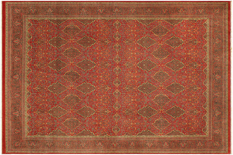 handmade Transitional Veg Dye Rust Green Hand Knotted RECTANGLE 100% WOOL area rug 9x12