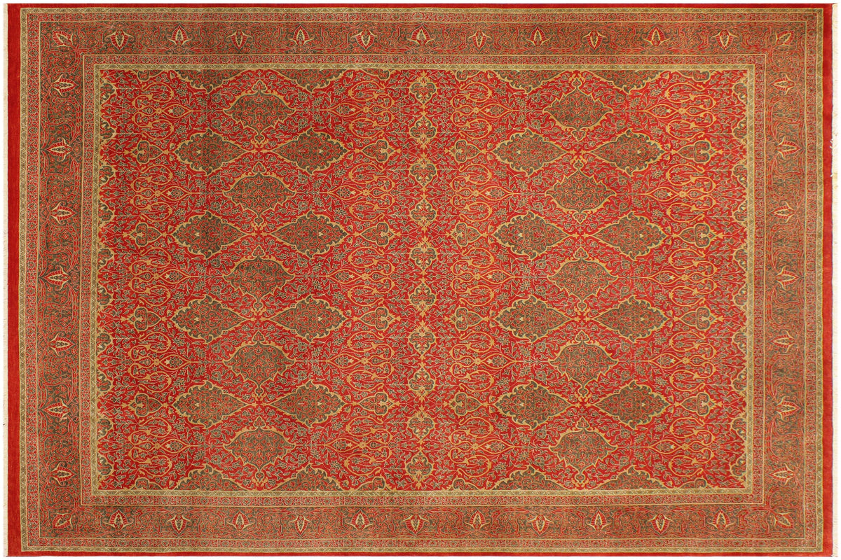 handmade Transitional Veg Dye Rust Green Hand Knotted RECTANGLE 100% WOOL area rug 9 x 12