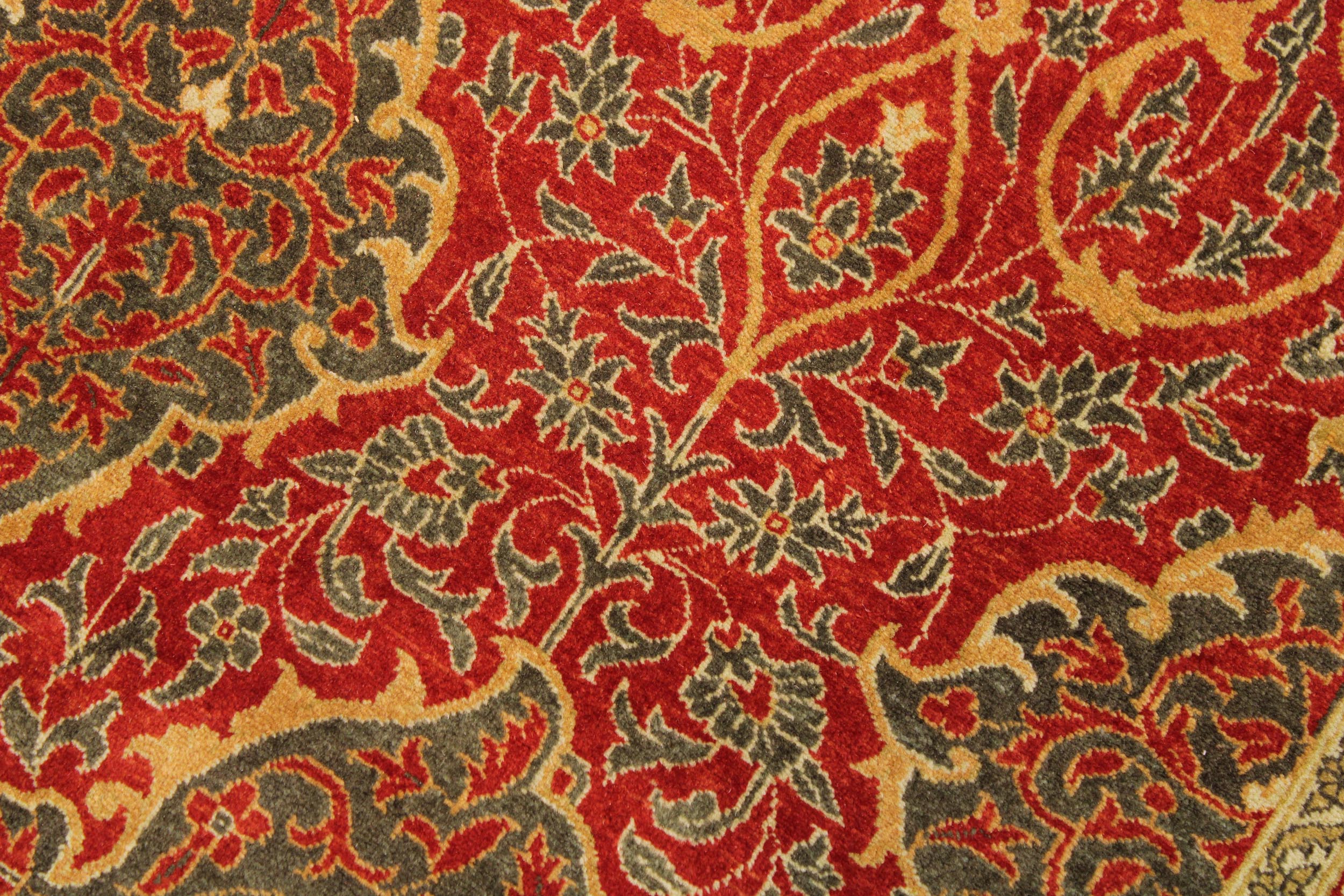 handmade Transitional Veg Dye Rust Green Hand Knotted RECTANGLE 100% WOOL area rug 9 x 12