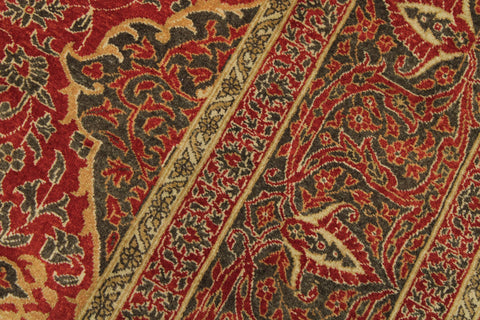 handmade Transitional Veg Dye Rust Green Hand Knotted RECTANGLE 100% WOOL area rug 9x12