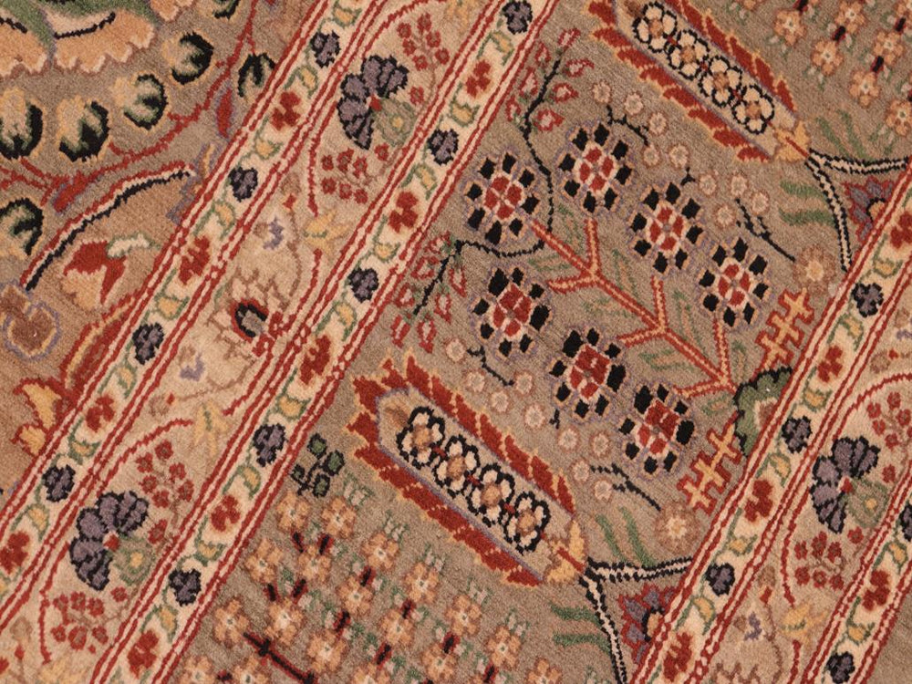 handmade Traditional Tabriz Green Beige Hand Knotted RECTANGLE 100% WOOL area rug 8x10