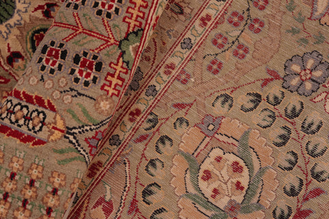 handmade Transitional Tabriz Green Beige Hand Knotted RECTANGLE 100% WOOL area rug 8x10