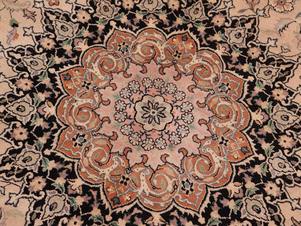 handmade Traditional Isphan Taupe Black Hand Knotted RECTANGLE 100% WOOL area rug 8x10