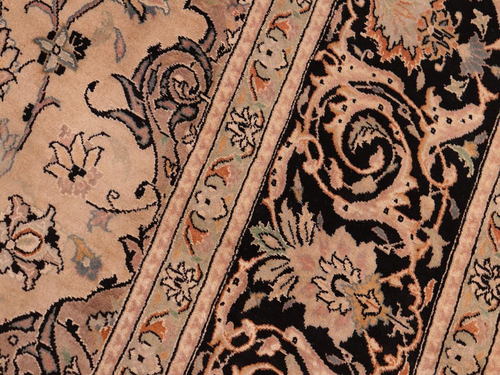 handmade Traditional Isphan Taupe Black Hand Knotted RECTANGLE 100% WOOL area rug 8x10