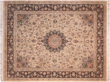 handmade Traditional Isphan Taupe Black Hand Knotted RECTANGLE 100% WOOL area rug 8x10
