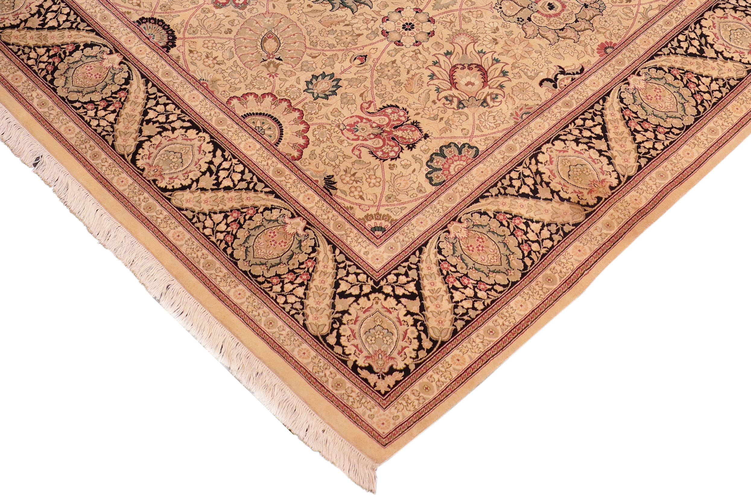 handmade Traditional New Mubashe Beige Black Hand Knotted RECTANGLE 100% WOOL area rug 8x11