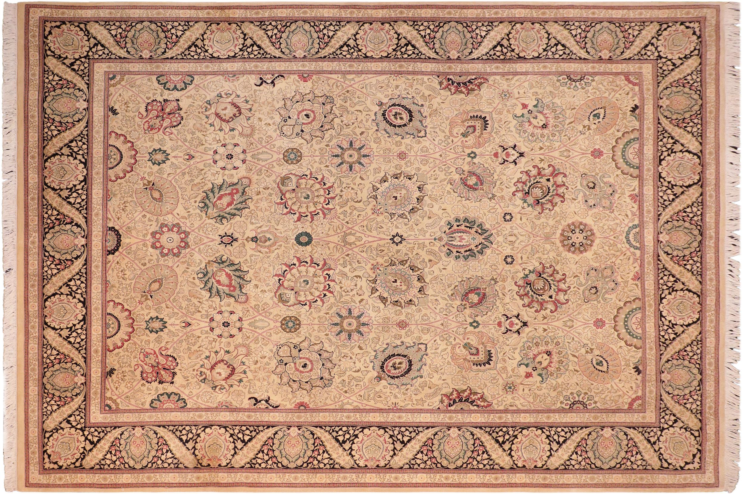 handmade Traditional New Mubashe Beige Black Hand Knotted RECTANGLE 100% WOOL area rug 8x11
