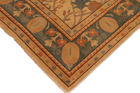 handmade Transitional Antique Tan Drk.green Hand Knotted RECTANGLE 100% WOOL area rug 7' x 10'