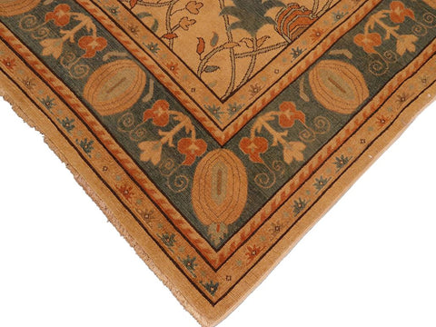 handmade Traditional Antique Tan Green Hand Knotted RECTANGLE 100% WOOL area rug 7x10