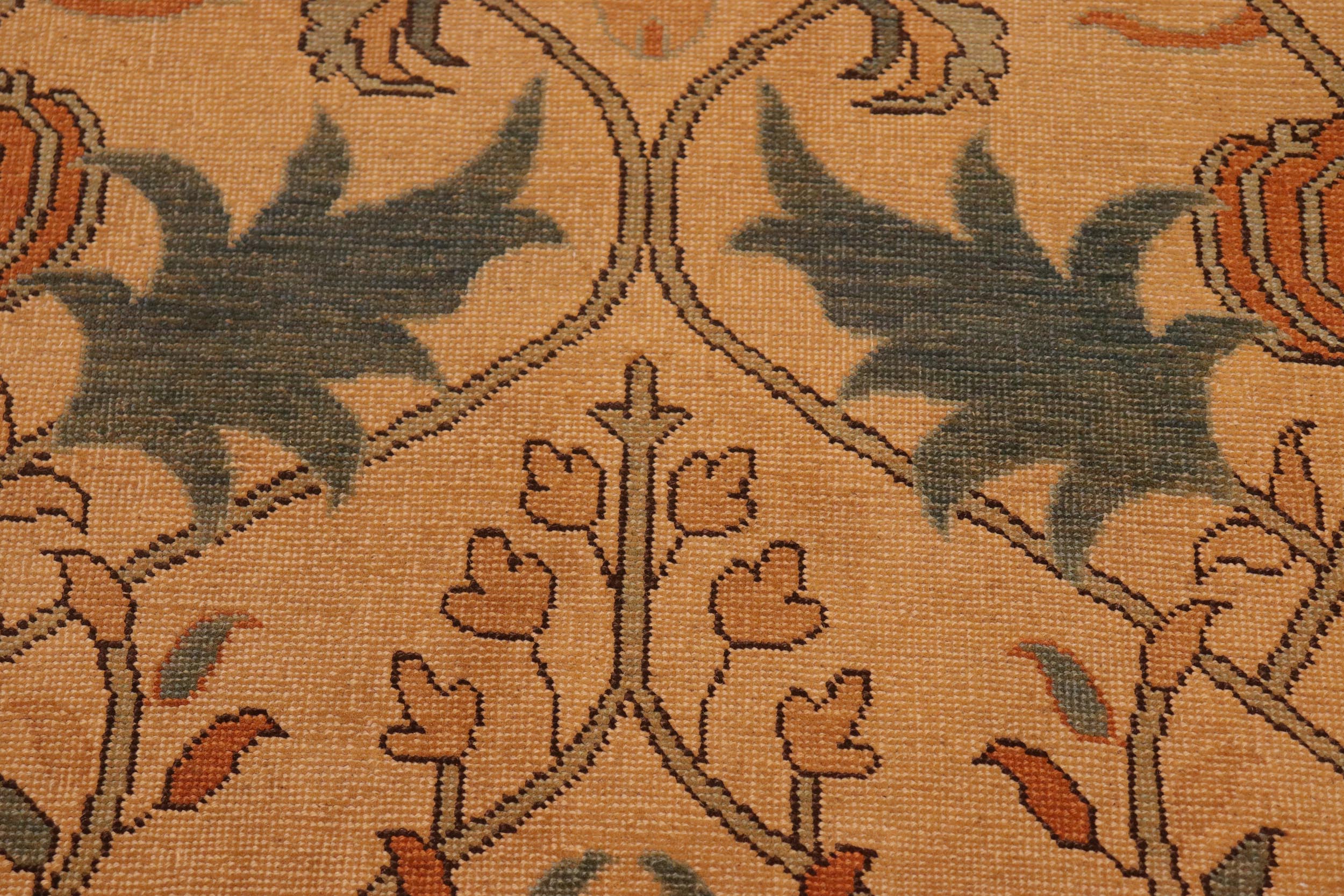 handmade Transitional Antique Tan Drk.green Hand Knotted RECTANGLE 100% WOOL area rug 7' x 10'