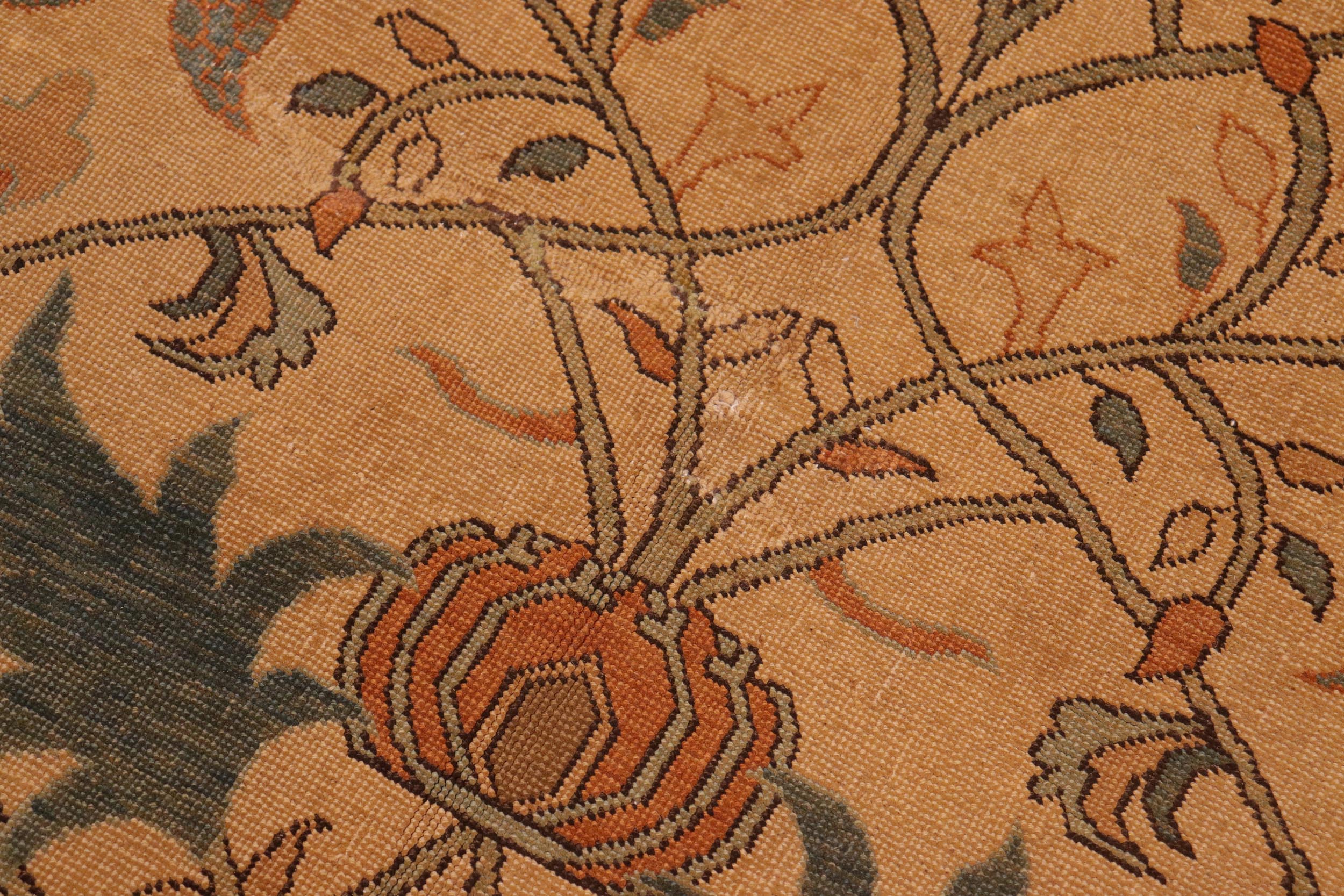 handmade Transitional Antique Tan Drk.green Hand Knotted RECTANGLE 100% WOOL area rug 7' x 10'