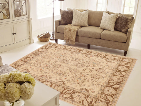 handmade Traditional Kafkaz Beige Brown Hand Knotted RECTANGLE 100% WOOL area rug 8x11
