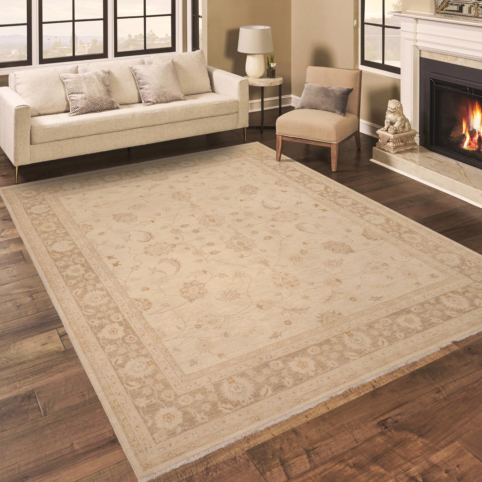 handmade Traditional Kafkaz Beige Brown Hand Knotted RECTANGLE 100% WOOL area rug 8x10