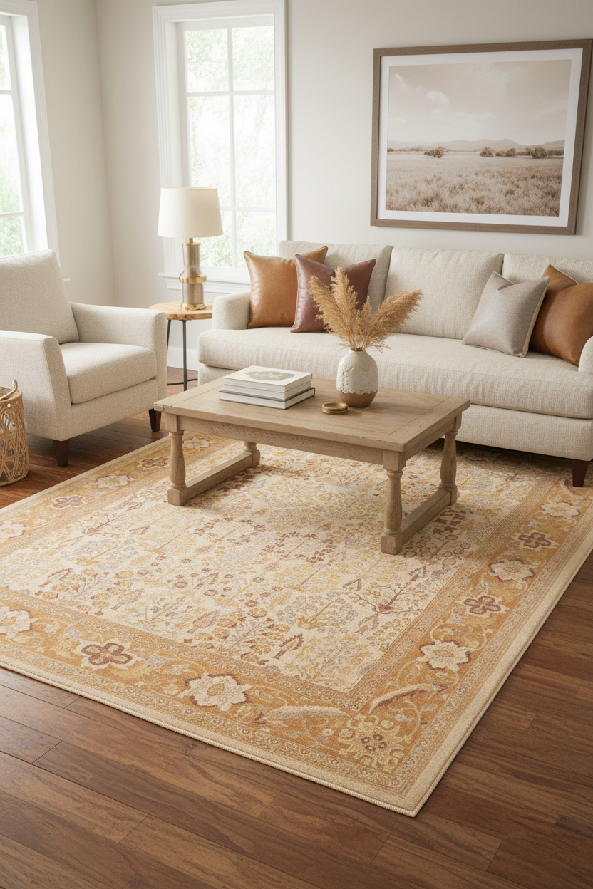 handmade Traditional Sarook Beige Orange Hand Knotted RECTANGLE 100% WOOL area rug 8'X10'