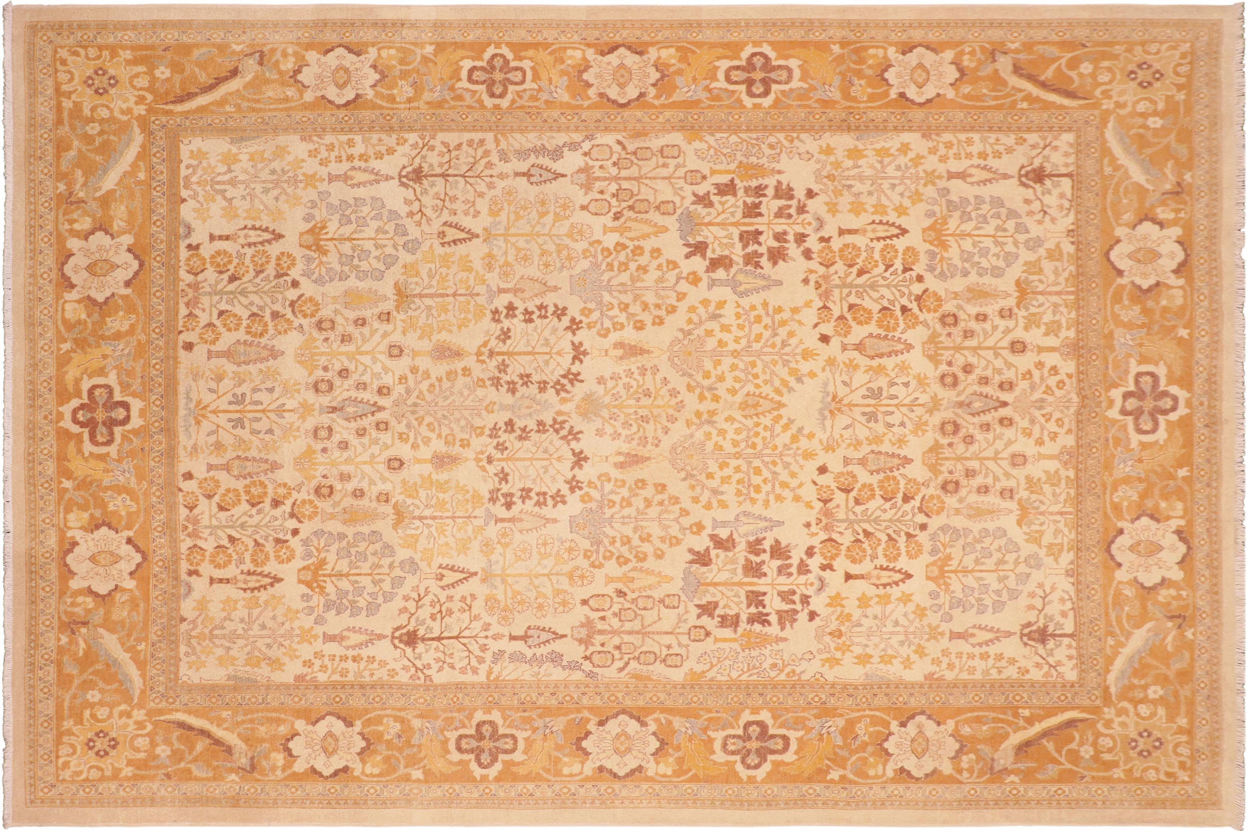 handmade Traditional Sarook Beige Orange Hand Knotted RECTANGLE 100% WOOL area rug 8' x 10'
