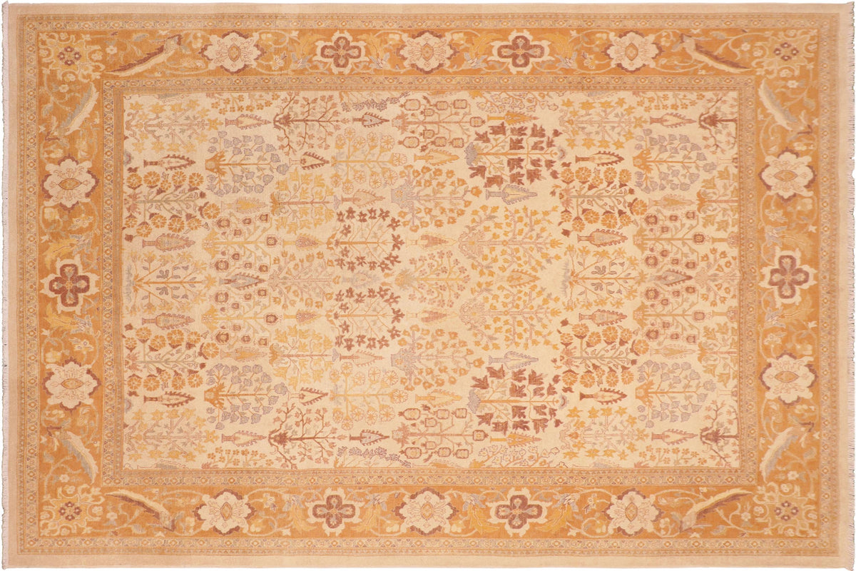 handmade Traditional Sarook Beige Orange Hand Knotted RECTANGLE 100% WOOL area rug 8' x 10'