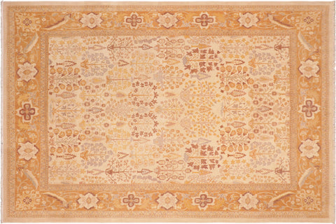 handmade Traditional Sarook Beige Orange Hand Knotted RECTANGLE 100% WOOL area rug 8' x 10'