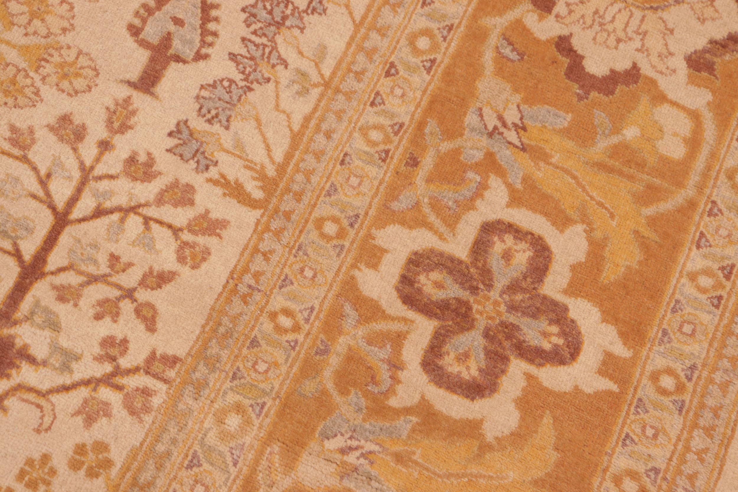 handmade Traditional Sarook Beige Orange Hand Knotted RECTANGLE 100% WOOL area rug 8' x 10'
