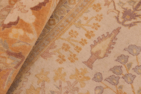 handmade Traditional Sarook Beige Orange Hand Knotted RECTANGLE 100% WOOL area rug 8' x 10'