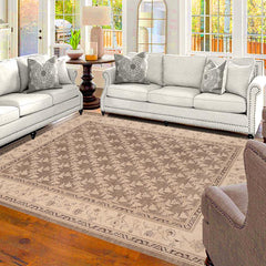 handmade Transitional Kafkaz Brown Beige Hand Knotted RECTANGLE 100% WOOL area rug 8X10