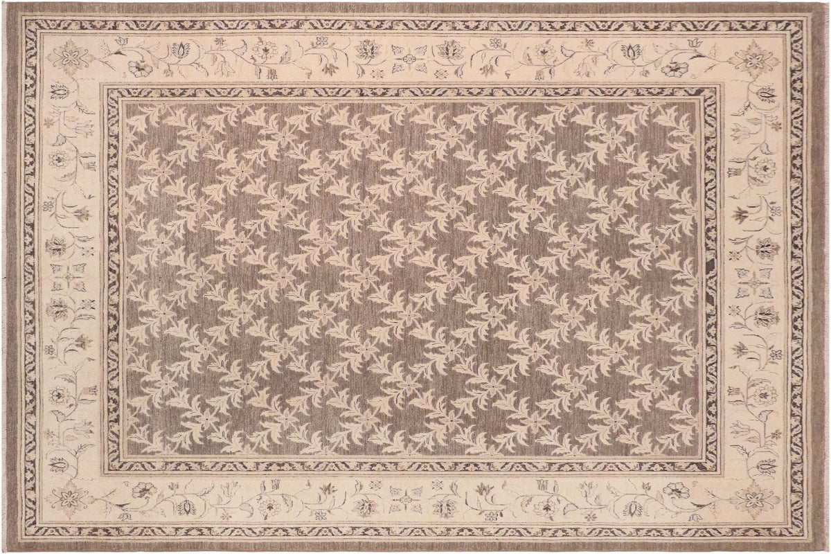 handmade Transitional Kafkaz Brown Beige Hand Knotted RECTANGLE 100% WOOL area rug 8' x 10'