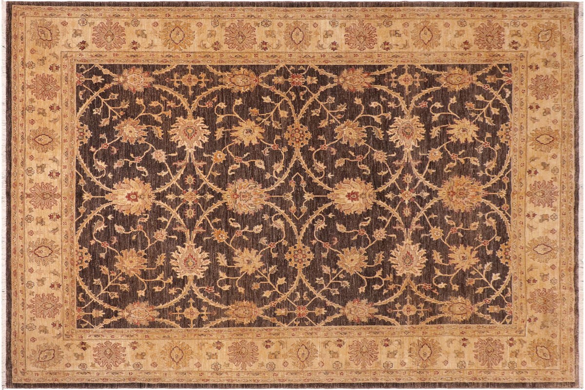 handmade Transitional Kafkaz Brown Tan Hand Knotted RECTANGLE 100% WOOL area rug 8' x 10'