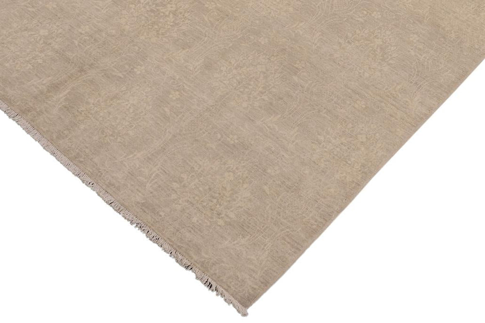handmade Transitional Kafkaz Gray Tan Hand Knotted RECTANGLE WOOL&SILK area rug 8 x 10